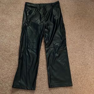 Black faux leather pants